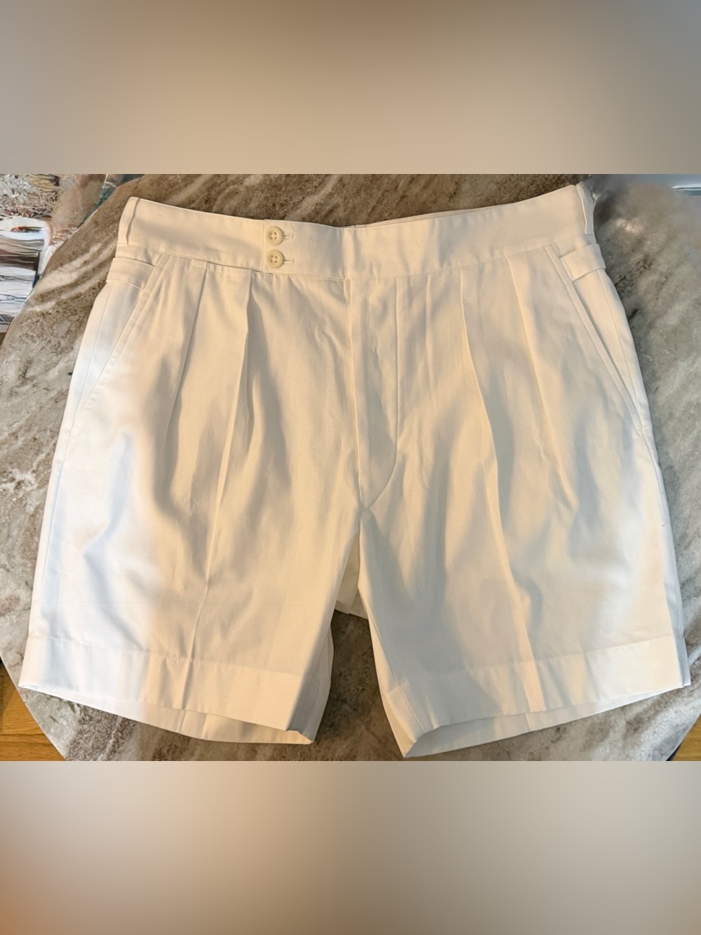 RALPH LAUREN PURPLE LABEL GURKHA SHORTS CREAM IVORY RUBINACCI MANNY PLEATED $500